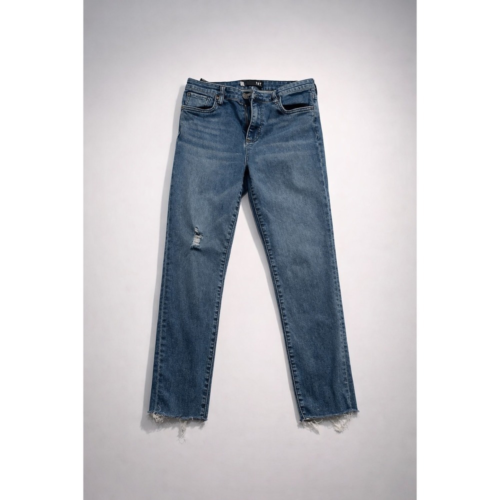 KUT Women Medium Wash Distressed Raw Hem Skinny Jeans Size 6 Normcore Grunge